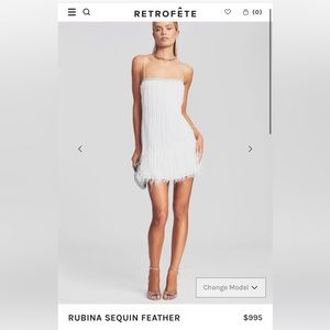 Retrofête White Sequin Feather Mini Dress